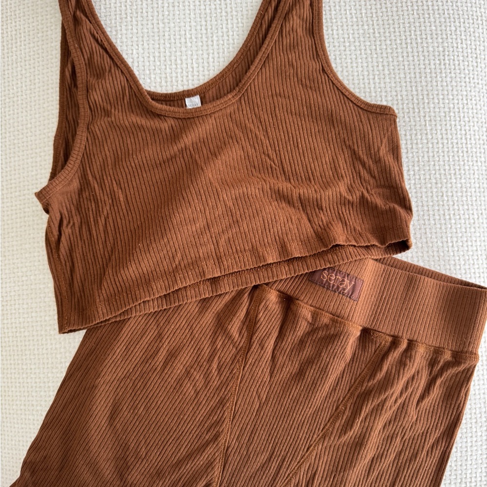 Seray Shop Mocha Ribbed Women's Sleepwear Set